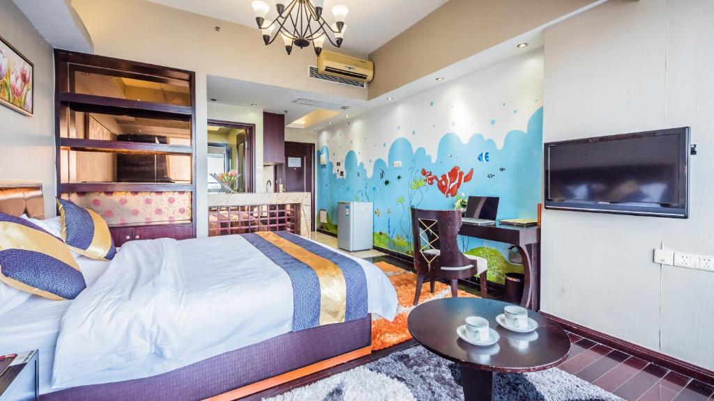 Двухместный (Номер Делюкс с кроватью размера «queen-size») апарт-отеля Nomo Grand Continental Service Apartments-Jinyuan, Гуанчжоу
