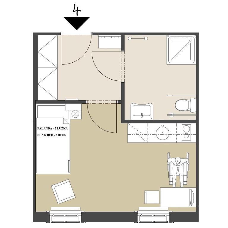 Апартаменты (Номер-студио для гостей с ограниченными физическими возможностями (для 2 взрослых)) апартамента Pension Janský Potok I., Янске-Лазне