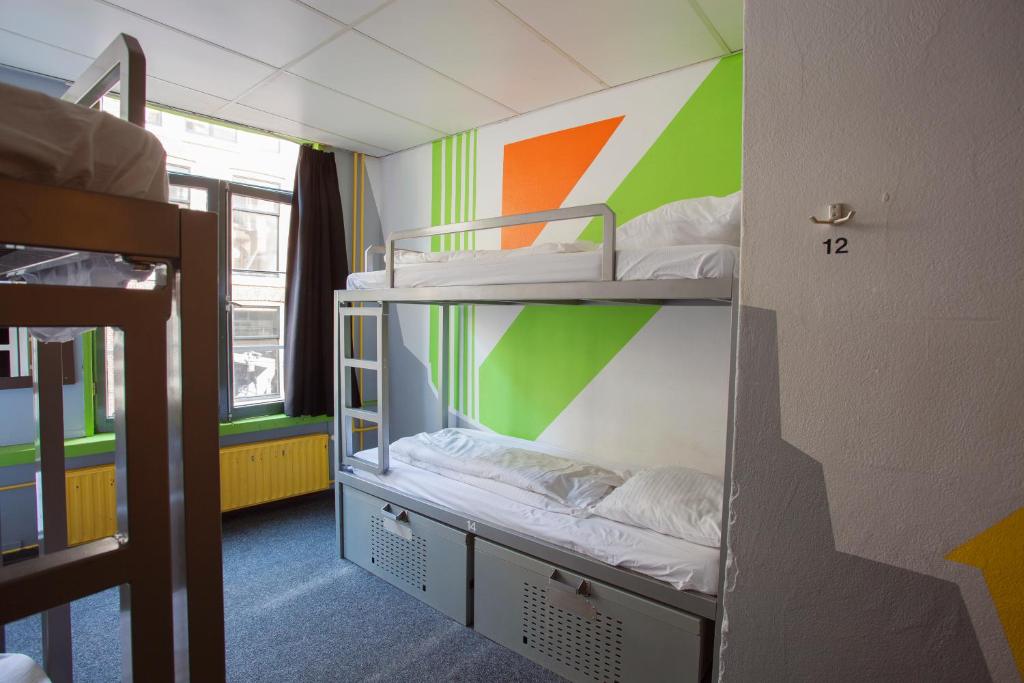 Номер (Спальное место на двухъярусной кровати в 14-местном общем номере) хостела The Flying Pig Downtown, Амстердам