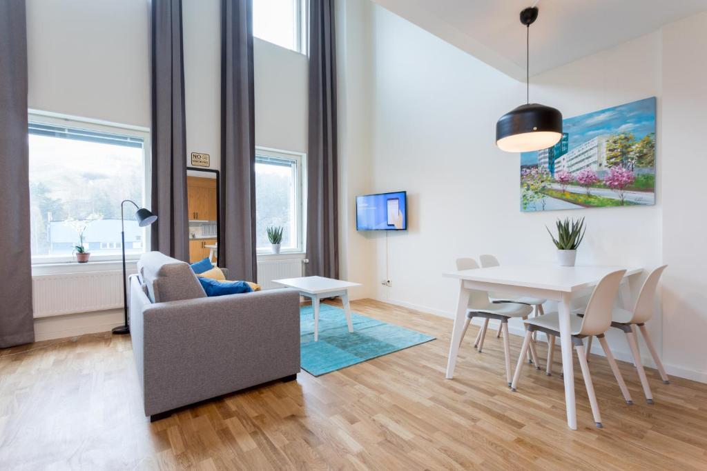 Апартаменты (Апартаменты с террасой - Двухуровневые) апарт-отеля ApartDirect Hammarby Sjöstad, Стокгольм