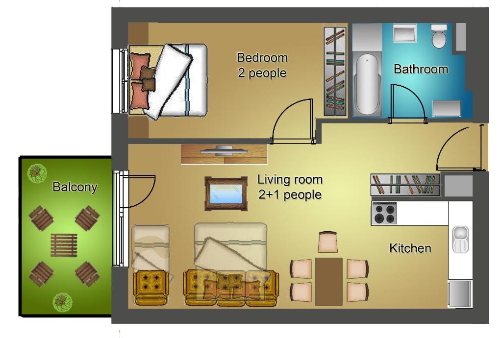 Апартаменты (Апартаменты Делюкс с 1 спальней (для 5 взрослых)), Sun Resort Apartments