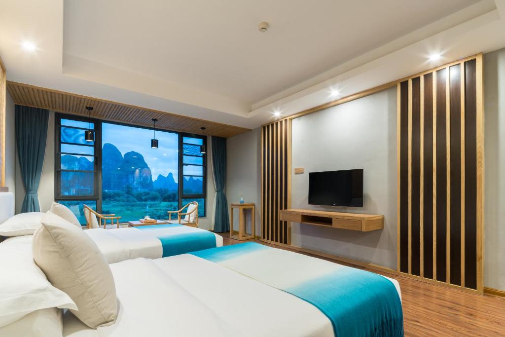 Двухместный (Twin Room with River View free afternoon tea available), Yangshuo Zen Garden Resort