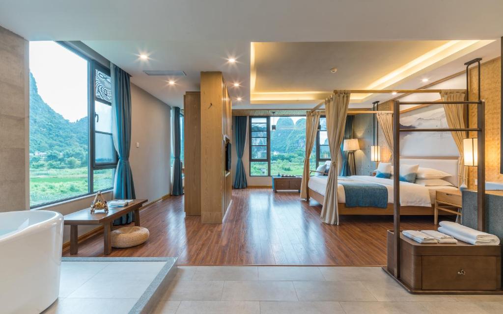 Двухместный (Superior Double Room with River View free afternoon tea available), Yangshuo Zen Garden Resort