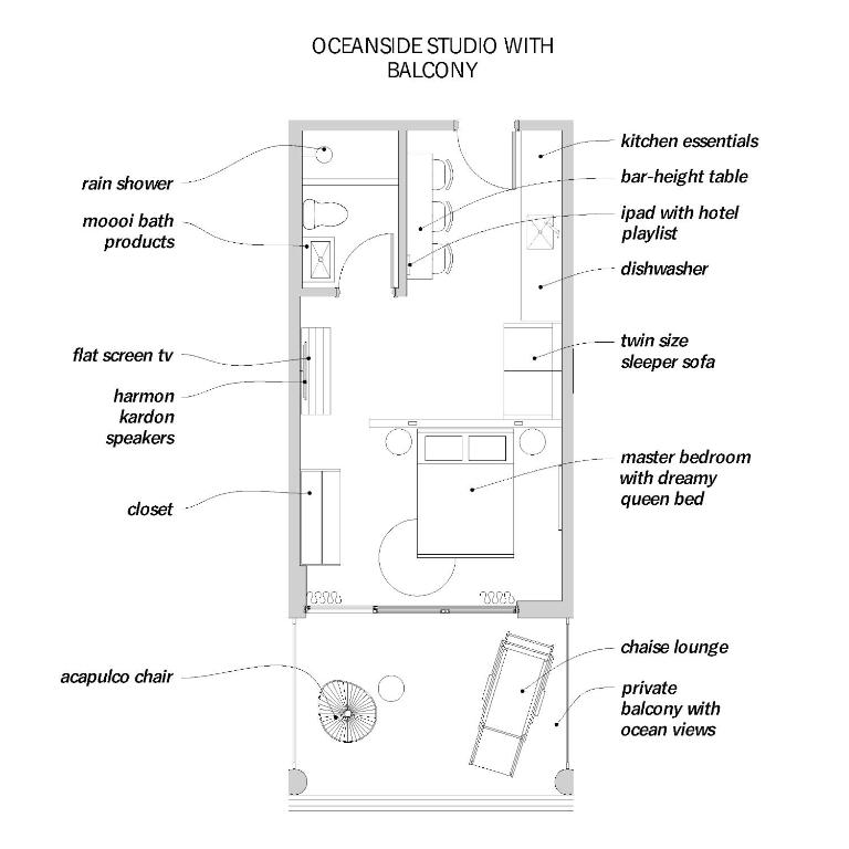 Студио (Люкс-студио с балконом, со стороны океана), Sixty80 Design Hotel