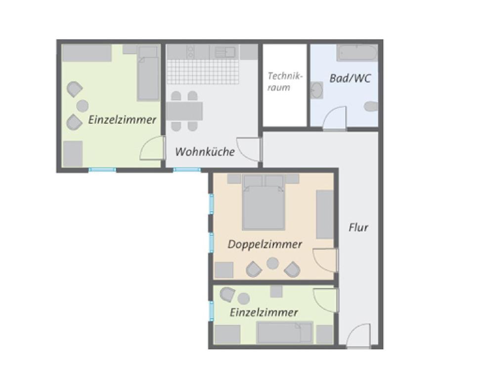 Одноместный (Одноместный номер с общей ванной комнатой), Apartments City Room Berlin