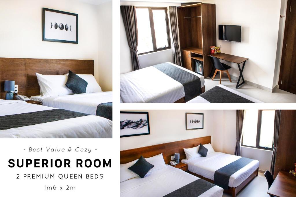 Четырехместный (Улучшенный номер с 2 кроватями размера «queen-size»), Robin Hotel Danang