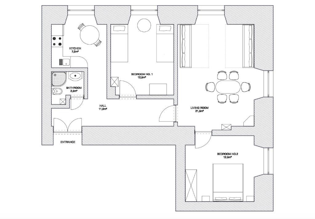 Апартаменты (Апартаменты с 2 спальнями - 3 этаж), Apartments Roman