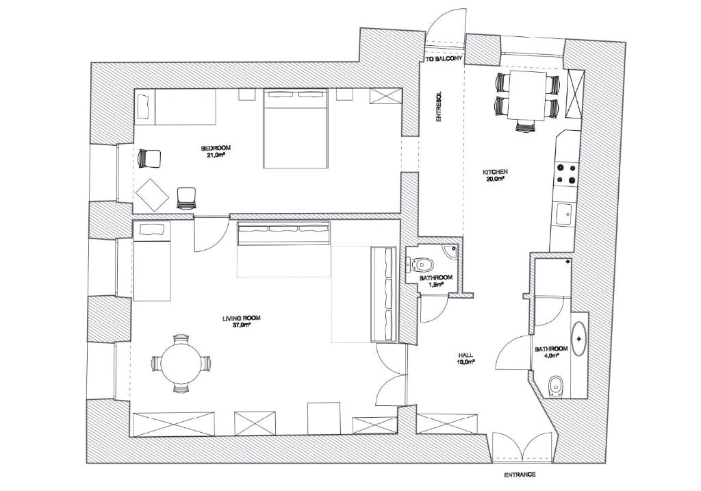 Апартаменты (Апартаменты с 1 спальней - Третий этаж), Apartments Roman