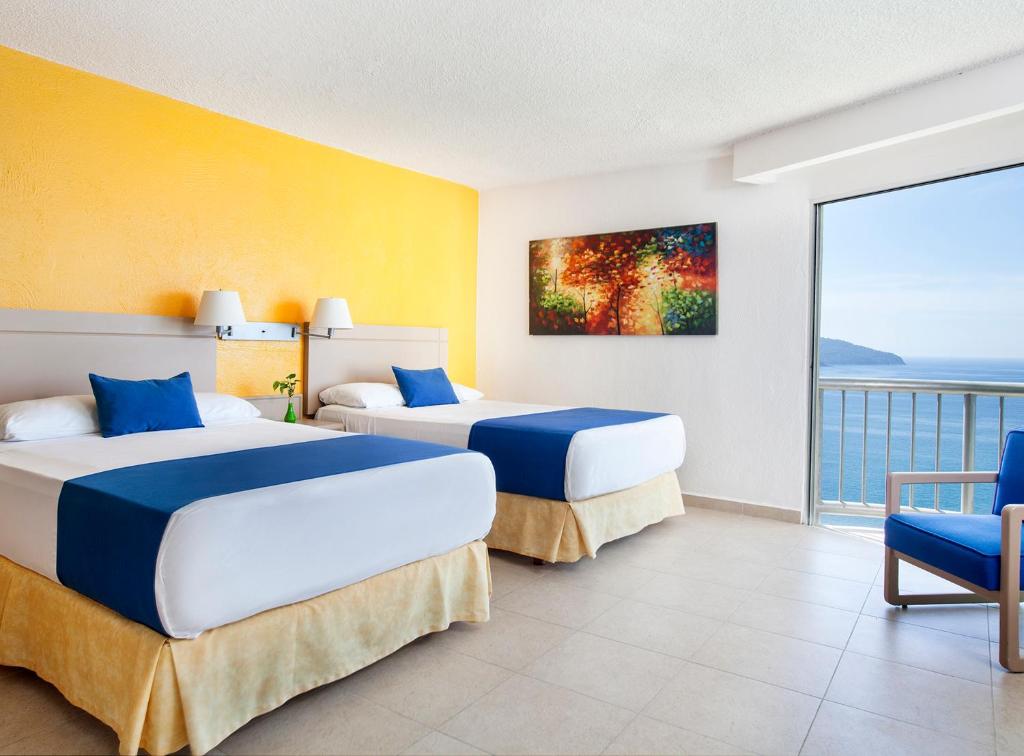 Двухместный (Стандартный номер с видом на море) курортного отеля Calinda Beach Acapulco, Акапулько-де-Хуарес