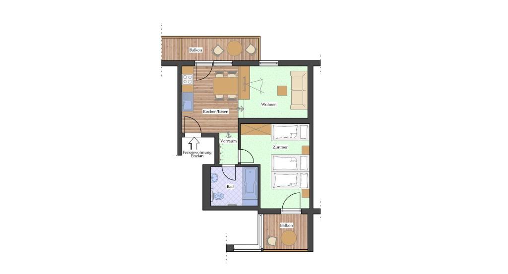 Апартаменты (Comfort One-Bedroom Apartment with Balcony - Enzian) отеля Apart Bauernhof Rosenhof, Наудерс