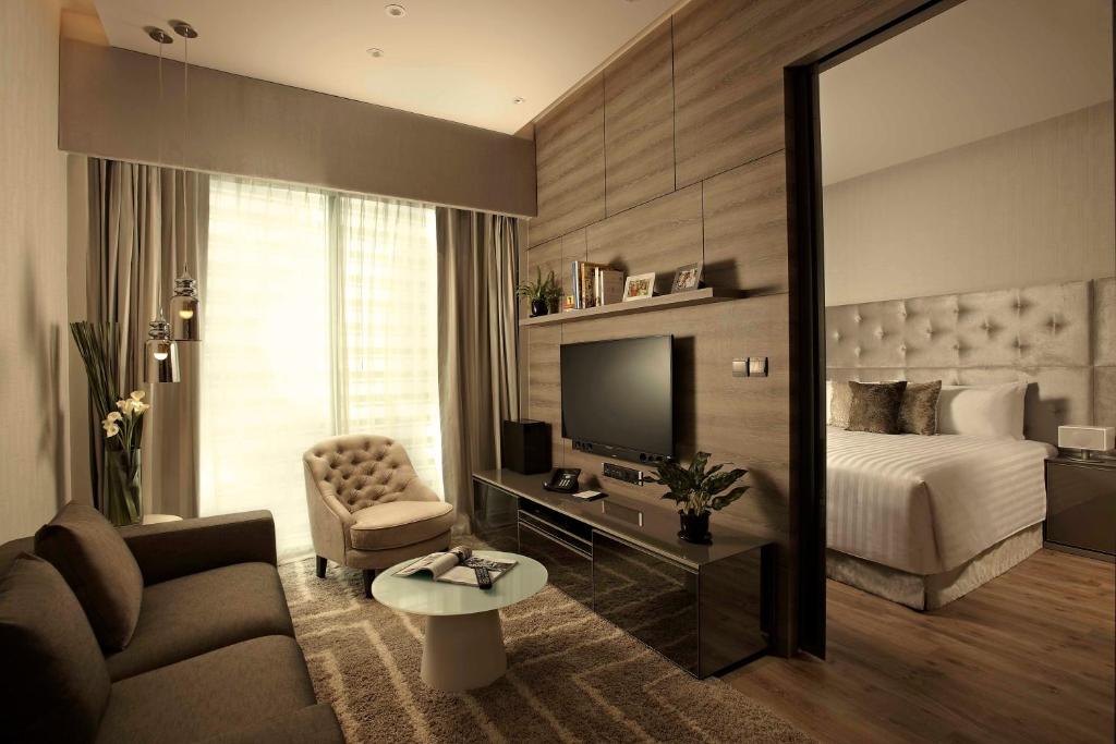Апартаменты (Предложение «Отпуск дома» - Апартаменты Делюкс с 1 спальней) апарт-отеля Pan Pacific Serviced Suites Beach Road, Сингапур (город)
