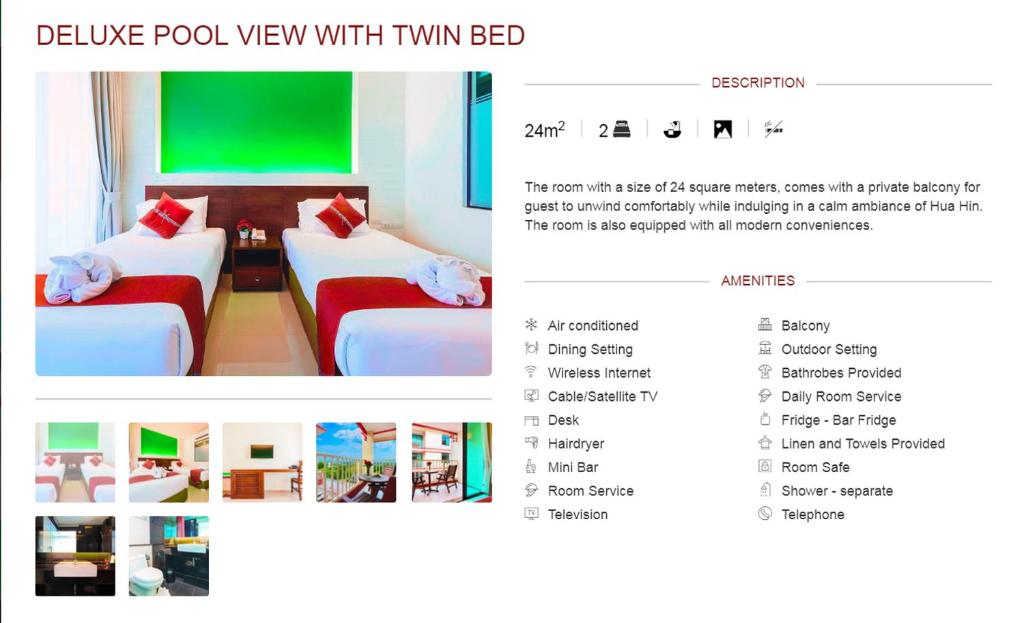Двухместный (Двухместный номер с 2 отдельными кроватями и видом на бассейн) отеля D Varee Diva Kiang Haad Beach, Хуахин