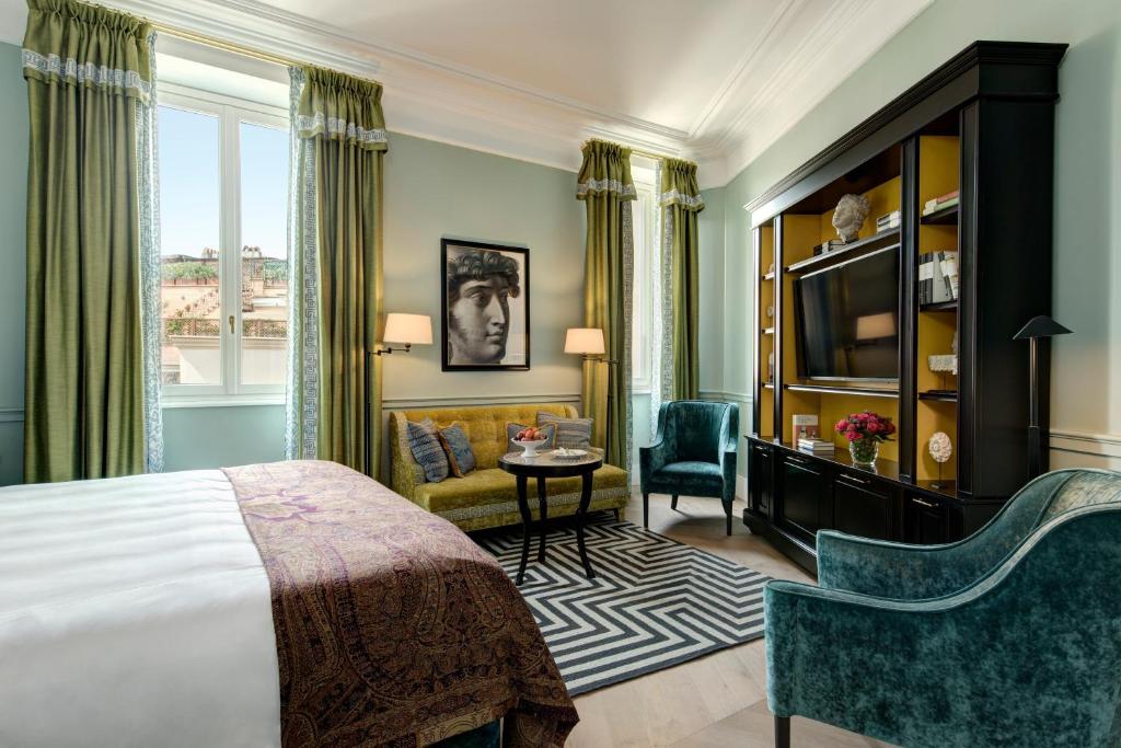 Двухместный (Двухместный номер Делюкс с 1 кроватью или 2 отдельными кроватями и панорамным видом) отеля Rocco Forte Hotel De La Ville, Рим