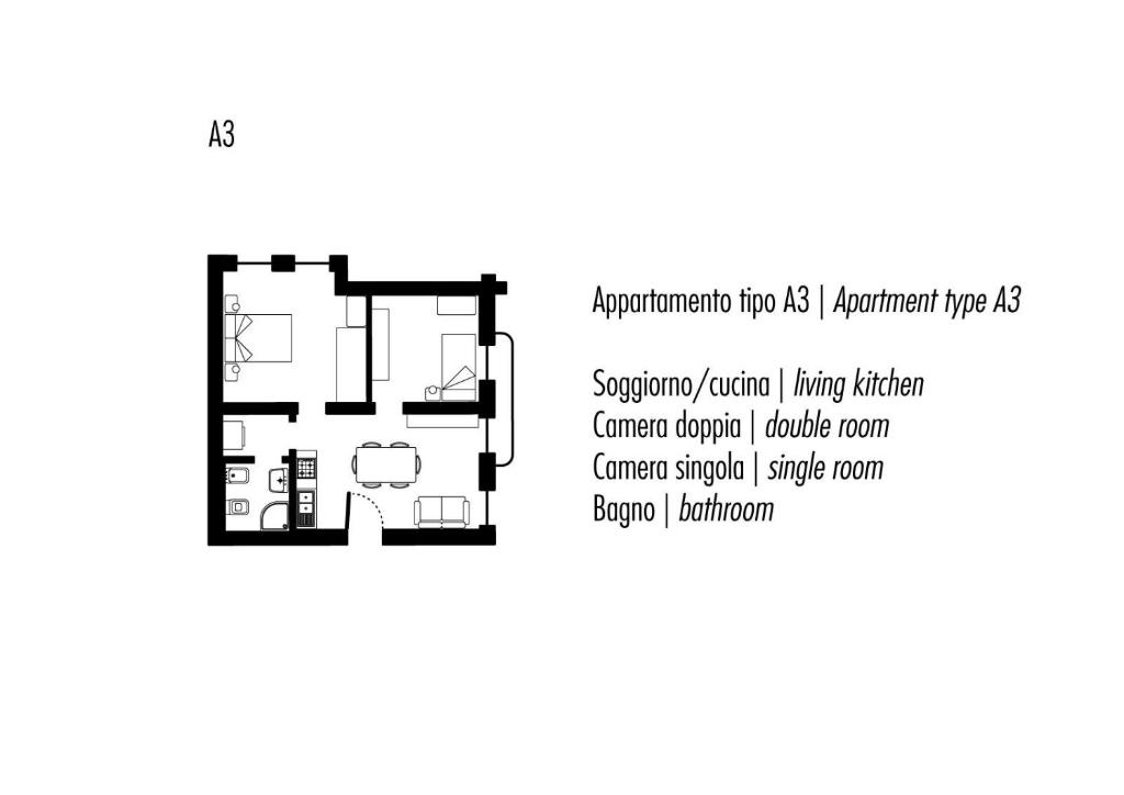 Апартаменты (Апартаменты с 2 спальнями), Residence Ca' degli Antichi Giardini