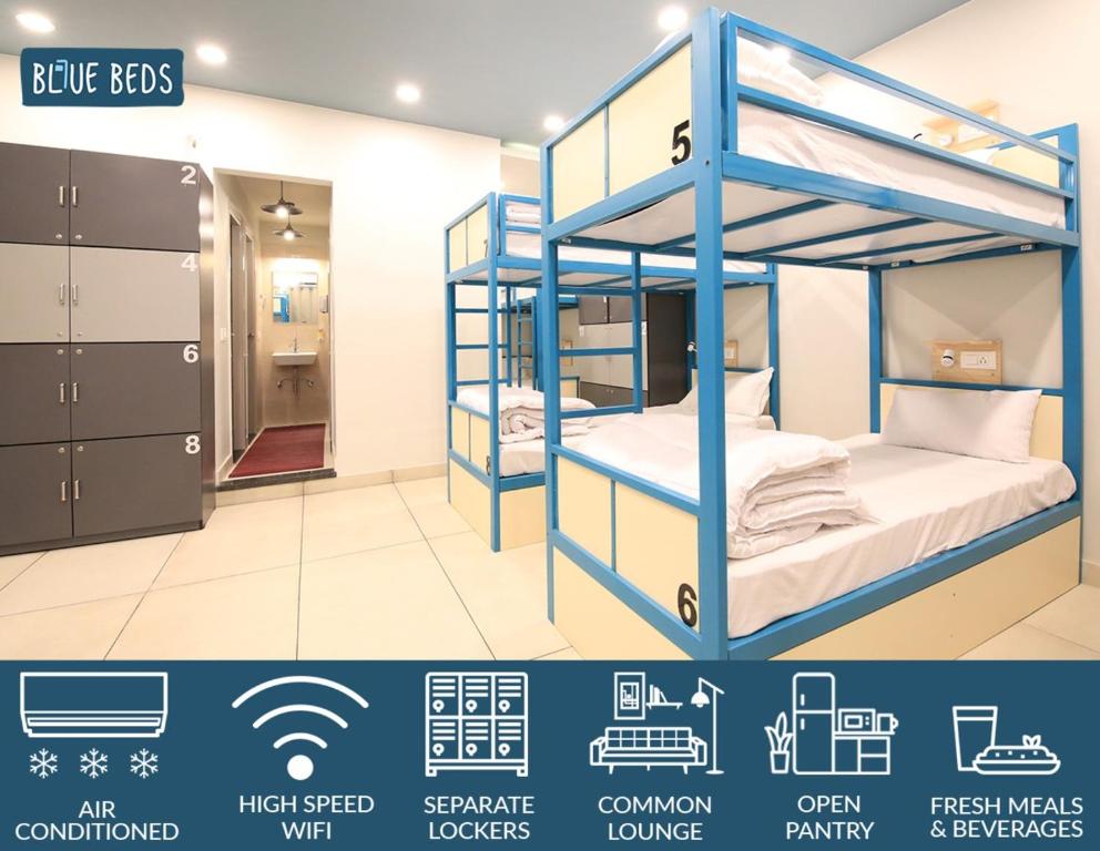 Номер (Кровать в общем номере для мужчин и женщин с кондиционером), Blue Beds Hostel