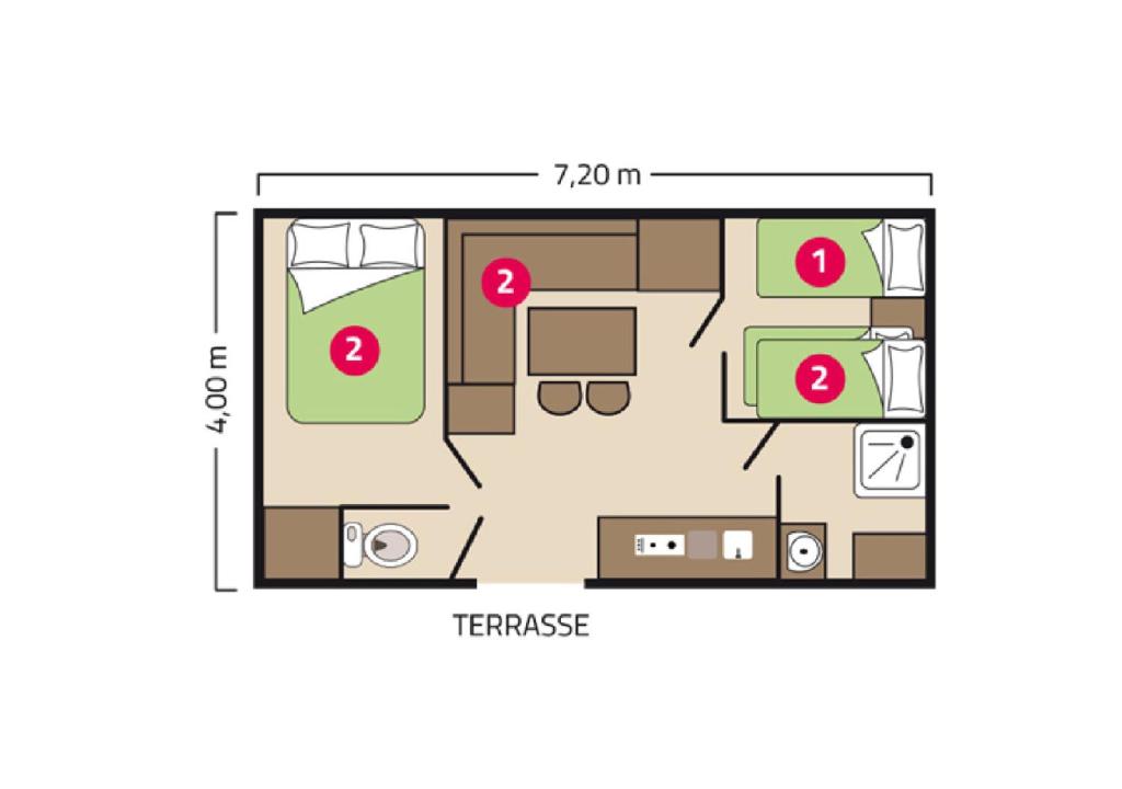 Номер (Mobil home Plaisance 5/7 personnes), Camping Les Peupliers