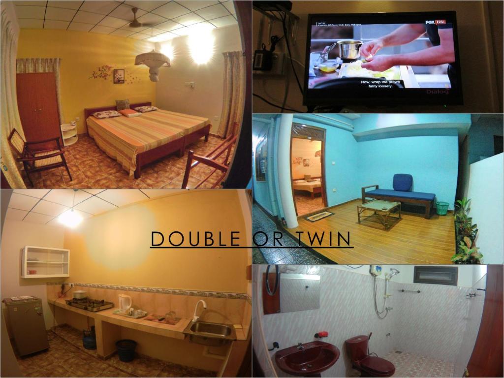 Двухместный (Двухместный номер Делюкс с 1 кроватью или 2 отдельными кроватями и террасой) гостевого дома Tamara Motels, Хиккадува