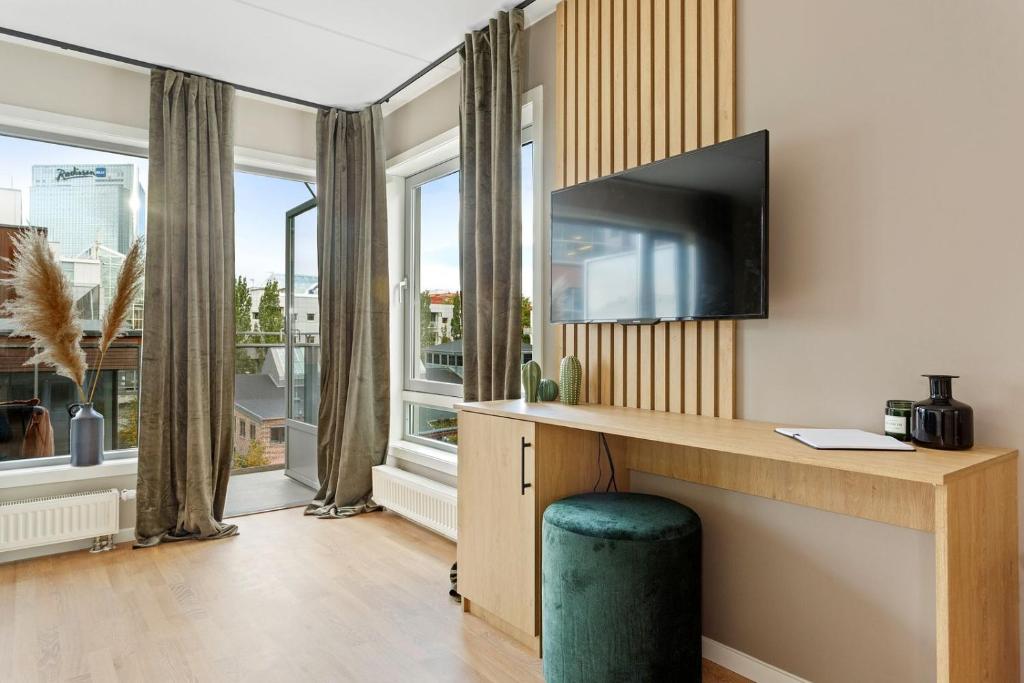 Апартаменты (Улучшенные апартаменты с 3 спальнями) апарт-отеля Bjørvika Apartments, Осло