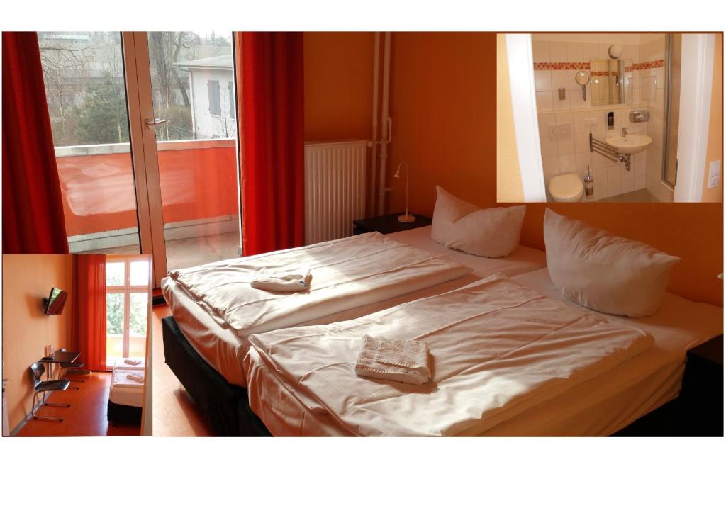 Двухместный (Двухместный номер с 1 кроватью и собственной ванной комнатой) хостела Happy go Lucky Hotel + Hostel, Берлин