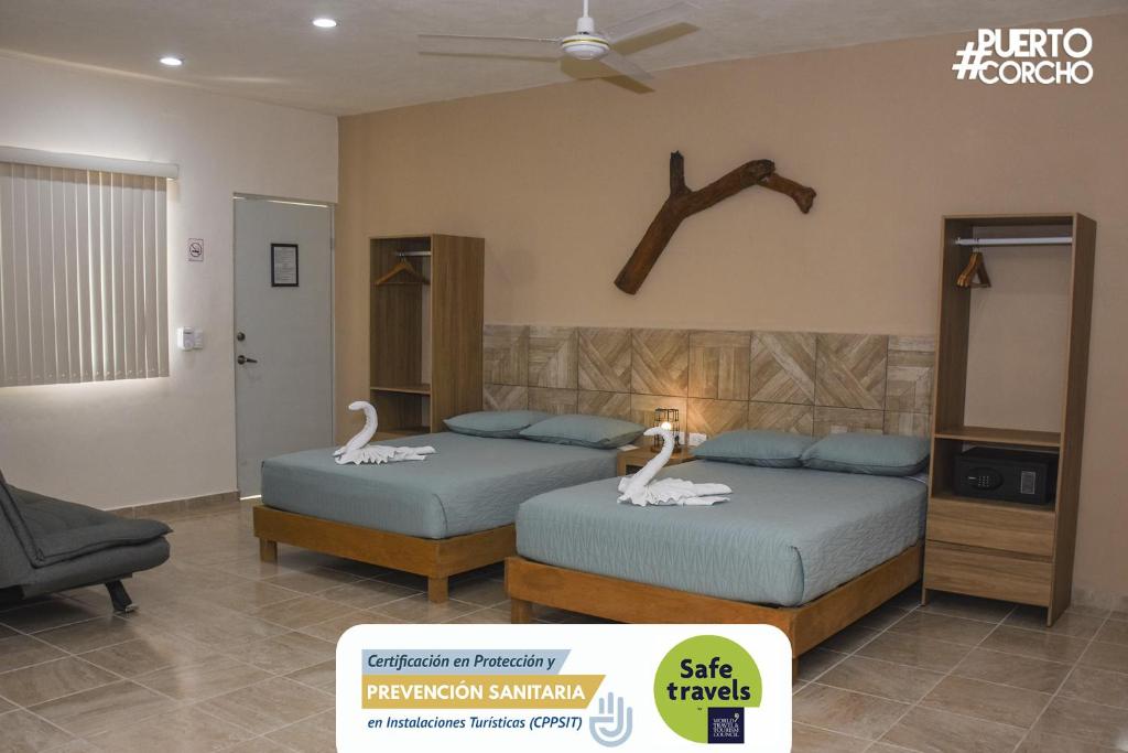 Двухместный (Двухместный номер Делюкс с 1 кроватью) отеля Hotel Puerto Corcho, Пуэрто-Морелос