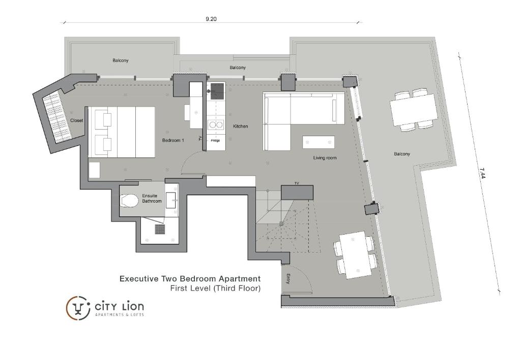 Апартаменты (Представительские апартаменты с 2 спальнями), City Lion