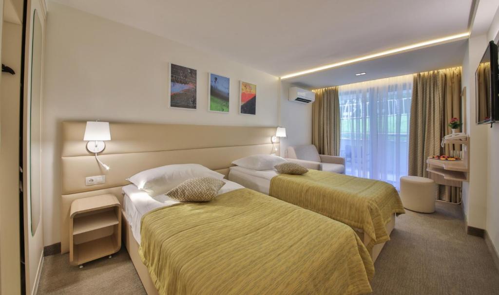 Двухместный (Двухместный номер Делюкс с 1 кроватью (для 2 взрослых и 1 ребенка) с бесплатным доступом в аквапарк) отеля Hotel PrimaSol Ralitsa Superior All Inclusive, Албена