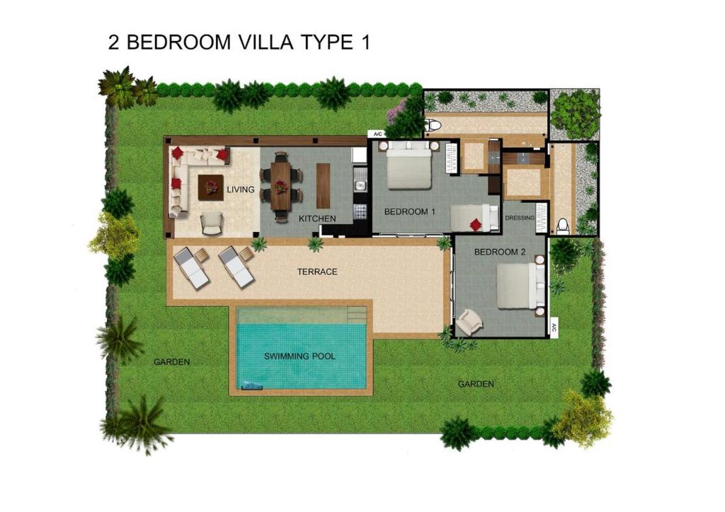 Вилла (Вилла с 2 спальнями и собственным бассейном) виллы Alanta Villa, Ко Ланта