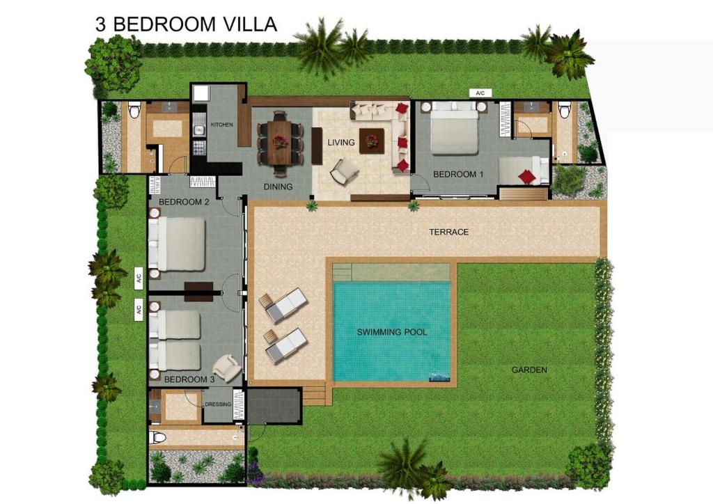 Вилла (Вилла с 3 спальнями и отдельным бассейном) виллы Alanta Villa, Ко Ланта