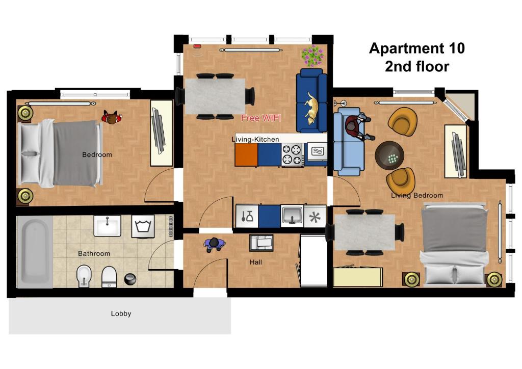 Апартаменты (Апартаменты с 2 спальнями), Holiday Apartments