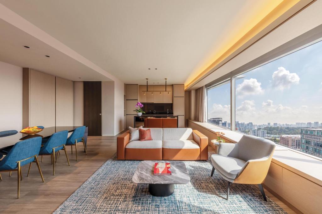 Апартаменты (Апартаменты с 2 спальнями - Пентхаус (двухуровневый)) апарт-отеля Pan Pacific Serviced Suites Orchard, Singapore, Сингапур (город)