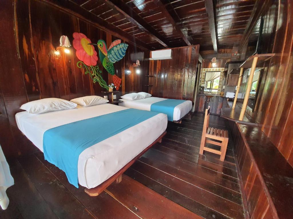 Двухместный (Двухместный номер Делюкс с 1 кроватью и видом на море) отеля Eco Cabañas Bluekay, Махауаль