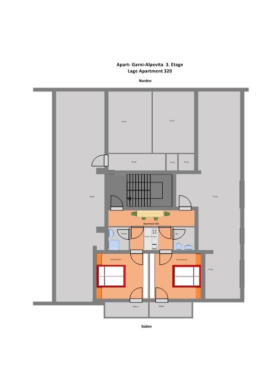 Апартаменты (Апартаменты №320 с 2 спальнями), Apart-Garni Alpevita