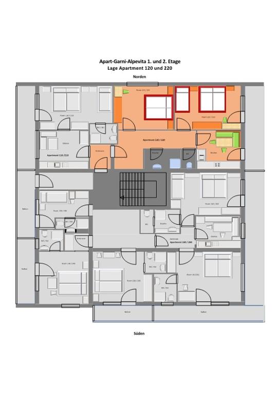 Апартаменты (Апартаменты №220 с 2 спальнями), Apart-Garni Alpevita