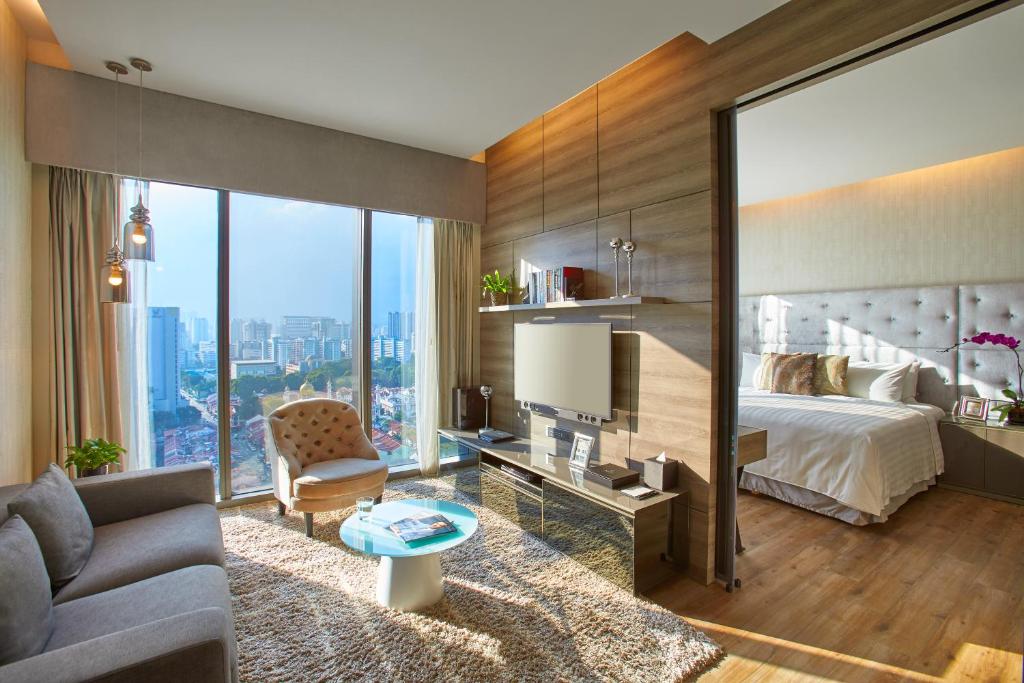 Апартаменты (Специальное предложение - Апартаменты Делюкс с 1 спальней, в стоимость включен завтрак и полдник для 2 человек) апарт-отеля Pan Pacific Serviced Suites Beach Road, Сингапур (город)