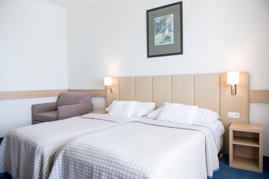 Двухместный (Улучшенный двухместный номер с 1 кроватью или 2 отдельными кроватями, вид на озеро) отеля Hotel Marina Port, Балатонкенезе