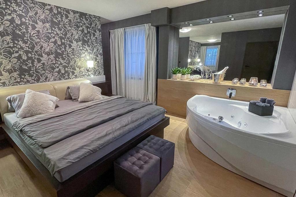 Двухместный (Двухместный номер Делюкс с 1 кроватью и ванной) гостевого дома Penzion Solid Spa, Млада-Болеслав