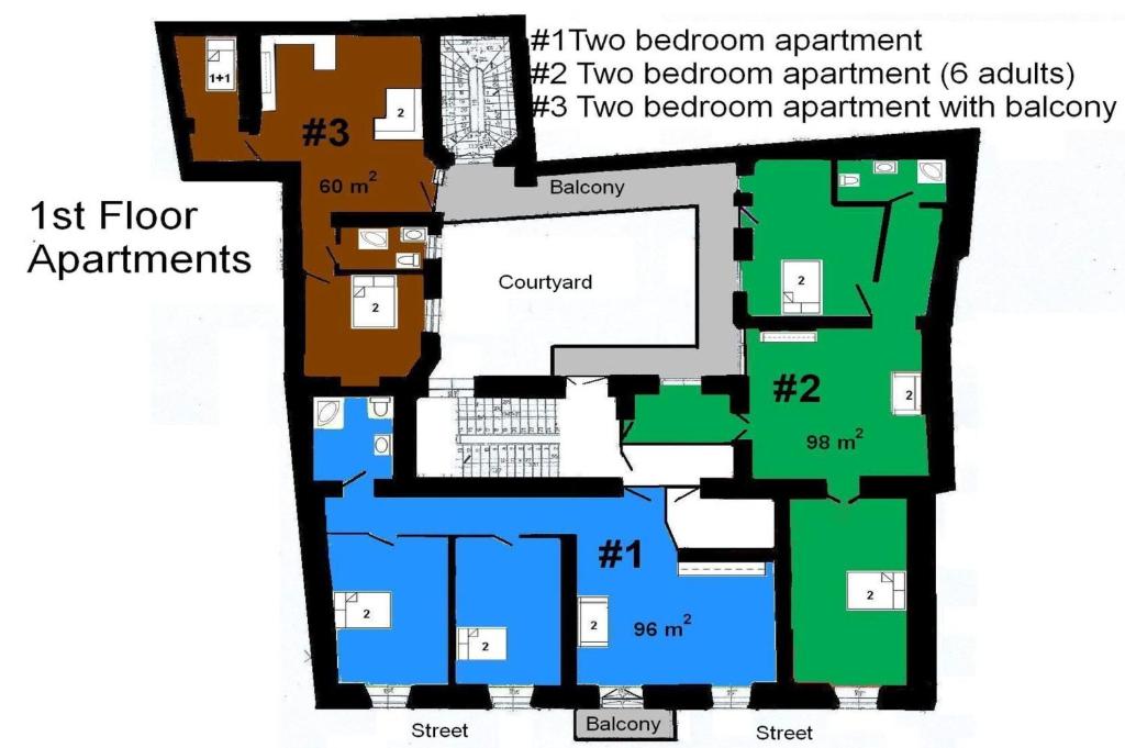 Апартаменты (Апартаменты с 2 спальнями и балконом), Apartamenty Gołębia 3