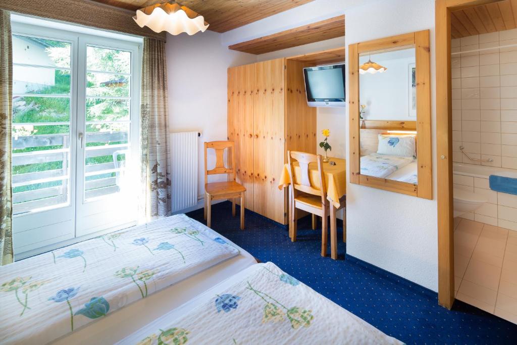 Двухместный (Бюджетный двухместный номер с 1 кроватью и балконом, вид на деревню) отеля Hotel Alpina, Лаутербруннен