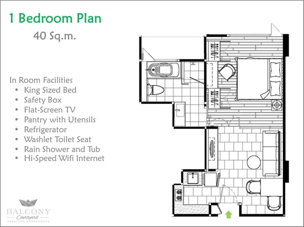 Апартаменты (Роскошный номер с 1 спальней), Апарт-отель Balcony Courtyard Si Racha