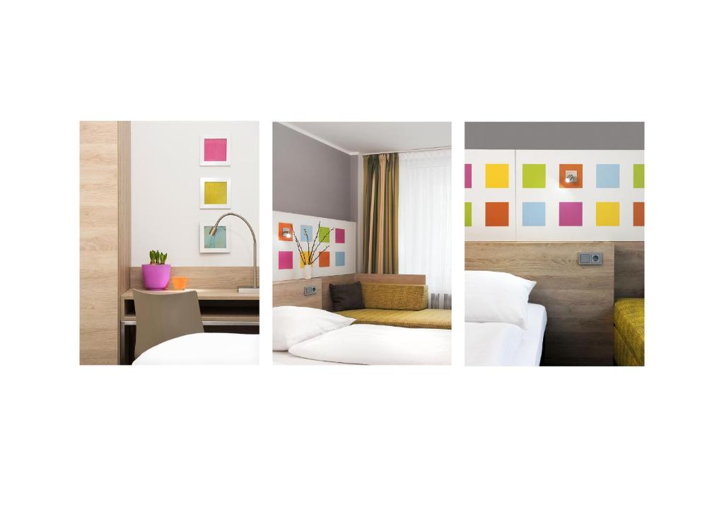 Трехместный (Двухместный номер с двуспальной кроватью и дополнительной кроватью) отеля Business & Budget Hotel Tessin, Мюнхен