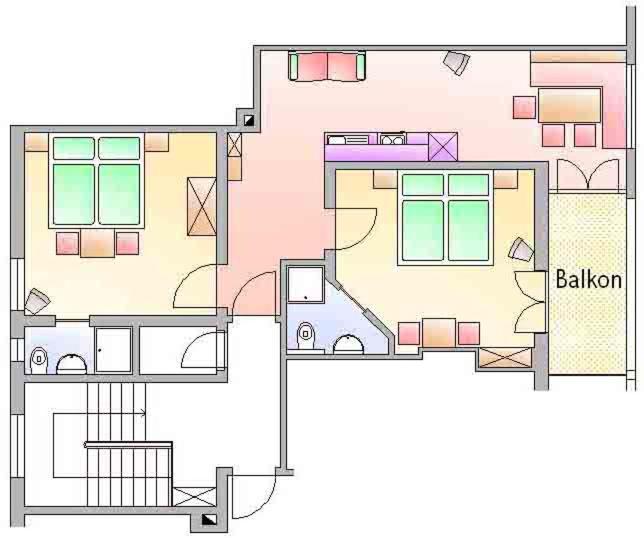 Апартаменты (Апартаменты с 2 спальнями и балконом), Ferienwohnung Pension Tirol