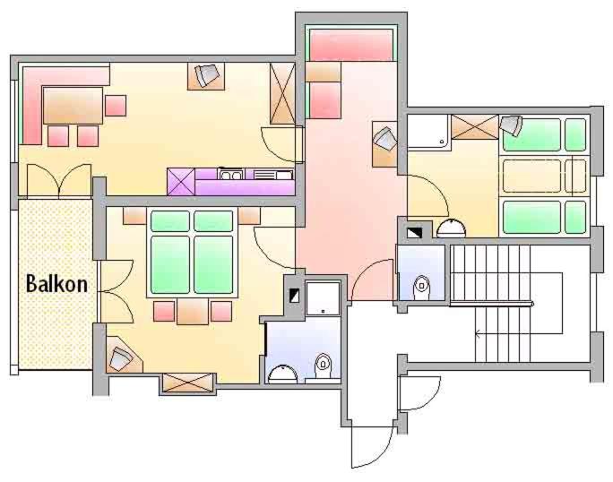 Апартаменты (Апартаменты с 2 спальнями и балконом), Ferienwohnung Pension Tirol