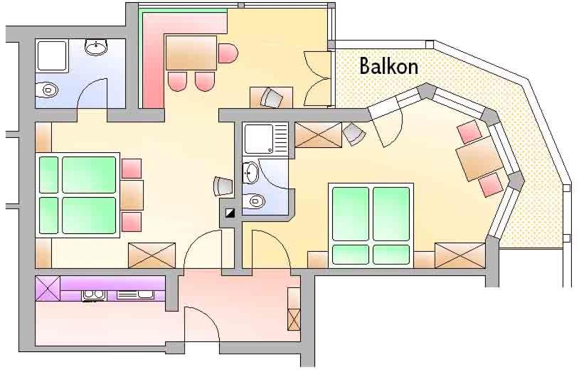 Апартаменты (Апартаменты с 2 спальнями и балконом), Ferienwohnung Pension Tirol