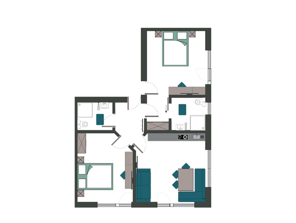 Апартаменты (Апартаменты с 2 спальнями (для 4 взрослых)) гостевого дома Haus Fidelis Riml, Зёльден