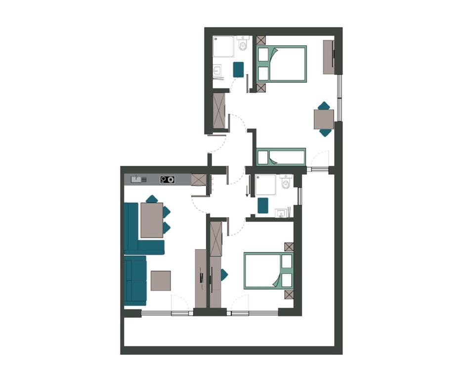 Апартаменты (Апартаменты с 2 спальнями (для 5 взрослых)) гостевого дома Haus Fidelis Riml, Зёльден