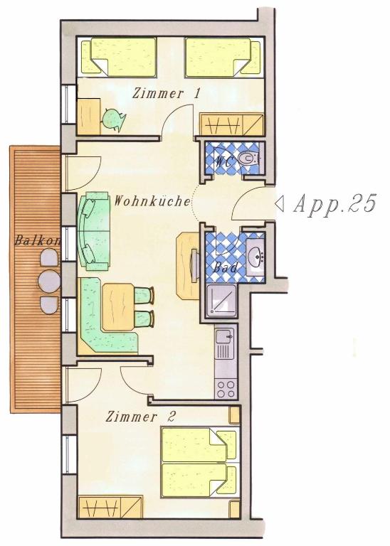Апартаменты (Апартаменты с 2 спальнями) апартамента Landhaus Huber, Гросарль