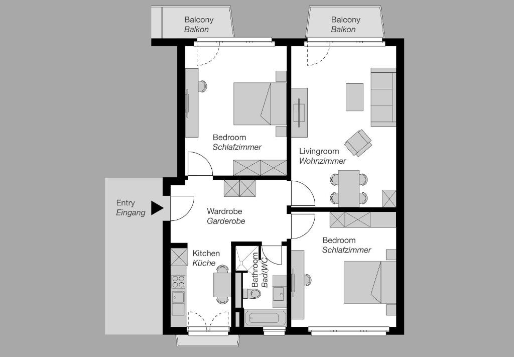 Апартаменты (Апартаменты с 2 спальнями), City Stay Furnished Apartments - Lindenstrasse