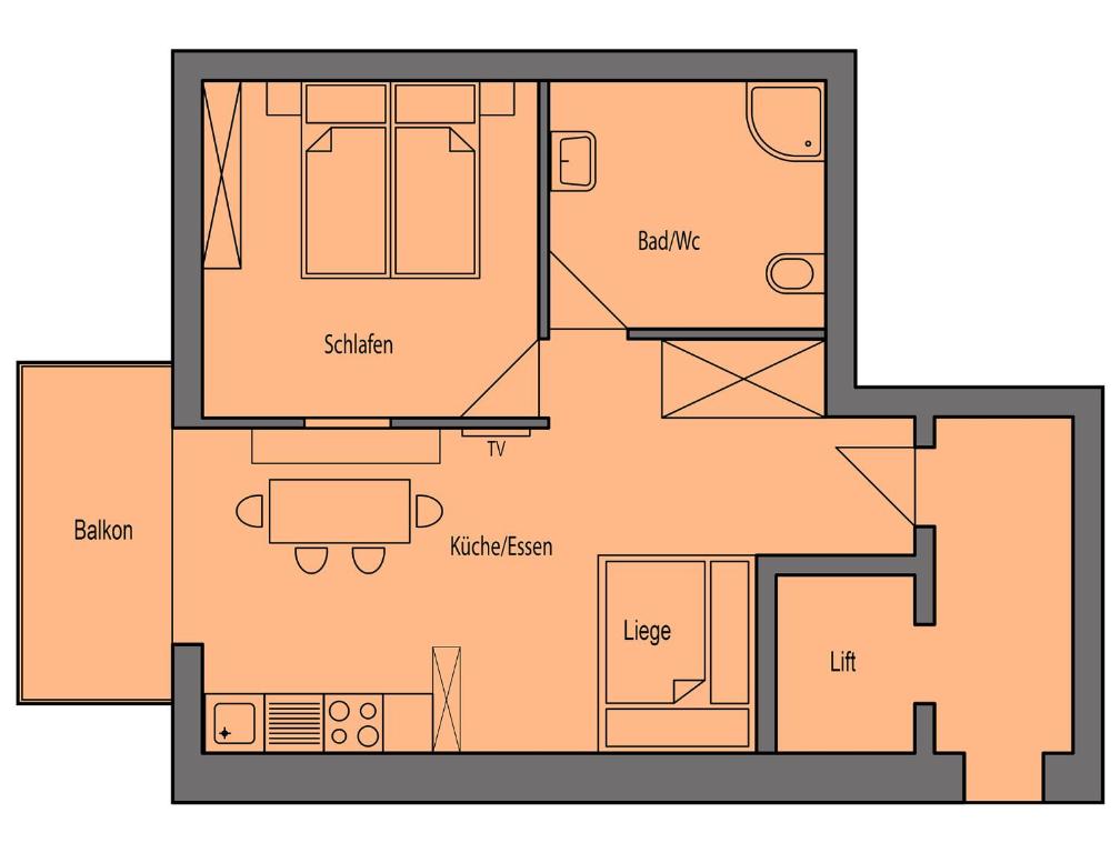 Апартаменты (Апартаменты с 1 спальней - Тип 3б), Kasperhof Appartements Innsbruck Top 1 - 5