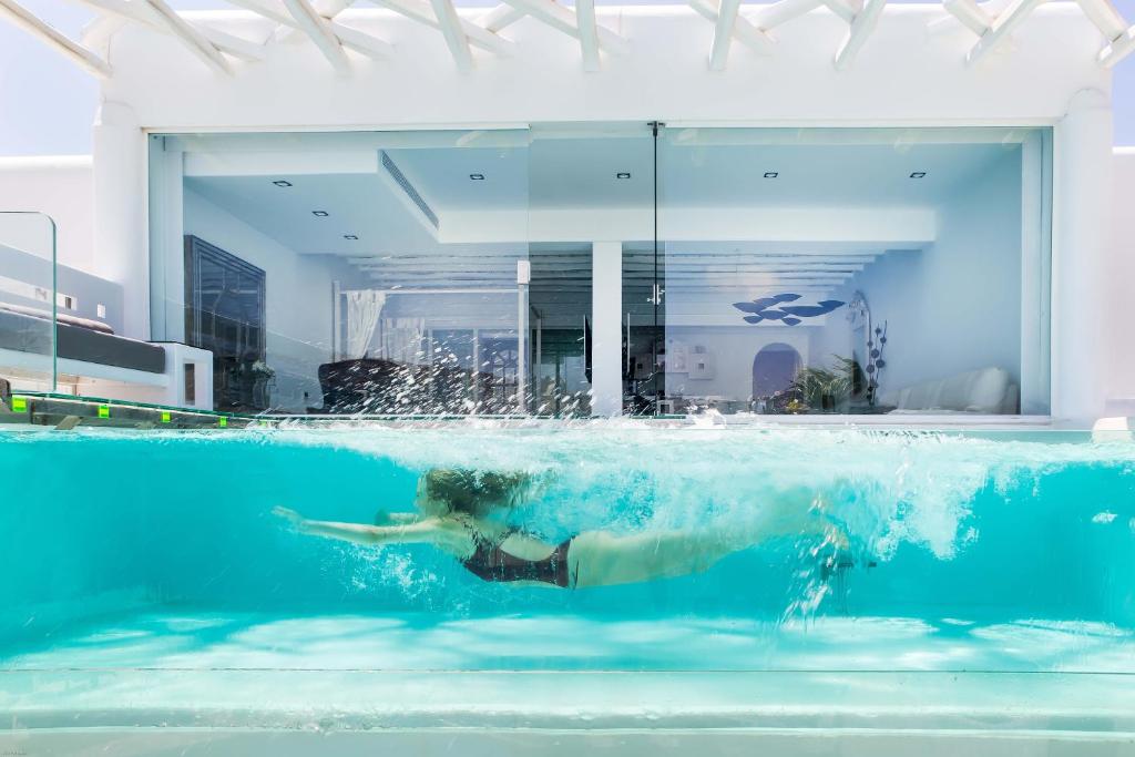 Сьюит (Люкс с собственным бассейном - Фирменный «130» со стеклянным бассейном) отеля Kivotos Mykonos, Орнос