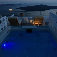 Сьюит (Honeymoon Suite Caldera View with outdoor heated Jacuzzi on terrace) отеля Amelot Art Suites, Тира